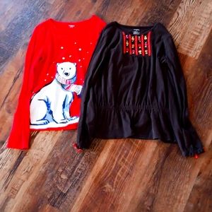 Two girls, size XL, winter shirts.